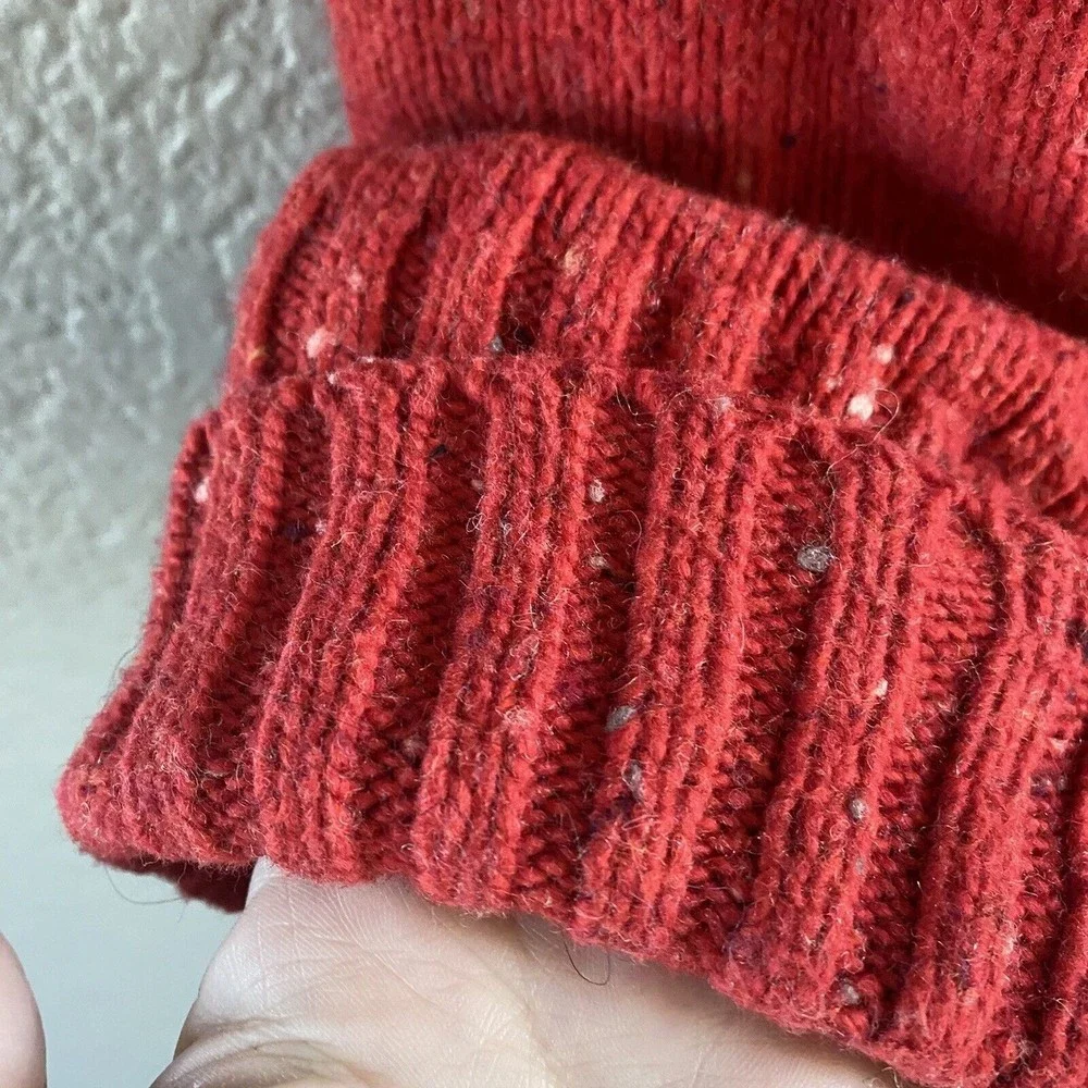 J. Jill Wool Blend Sweater Red Speckled Turtleneck Mock Neck Pockets Size XS - Picture 5 of 10